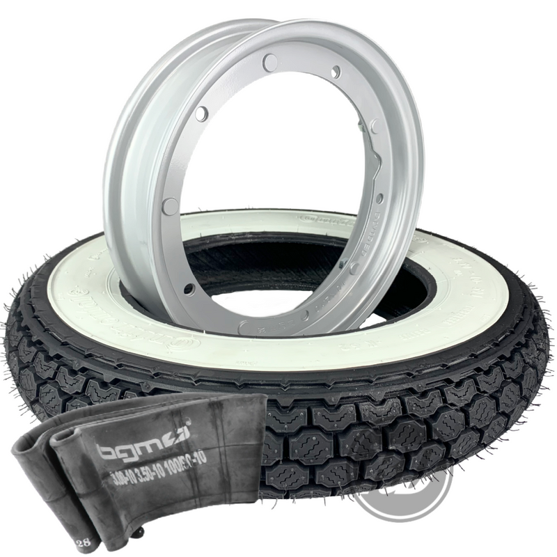 BGM Original Grey Split Rim & Continental White Wall Wheel Assembly